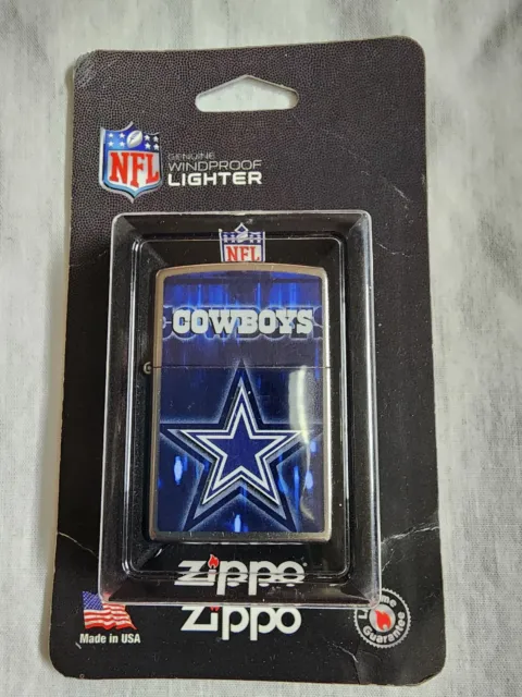 Zippo 2016 Chrome Lighter NFL Dallas Cowboys With Box. NEW SEALED UNUSED. RARE
