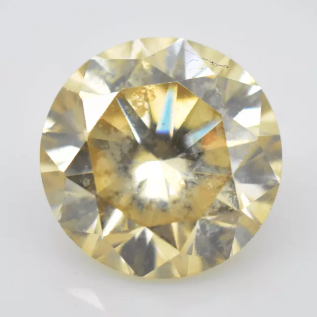 2.05 Cts Real Yellowish Moissanite Round Cut Certified Gemstone
