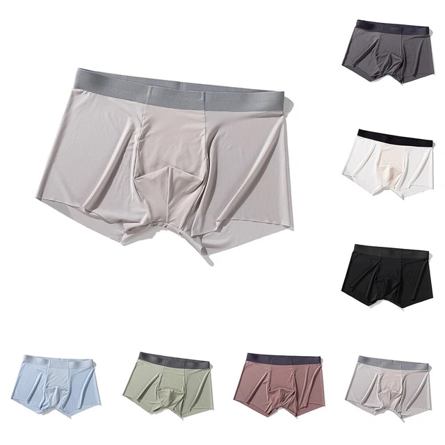 Intimo uomo sexy ghiaccio seta boxer senza cuciture trunks vita media