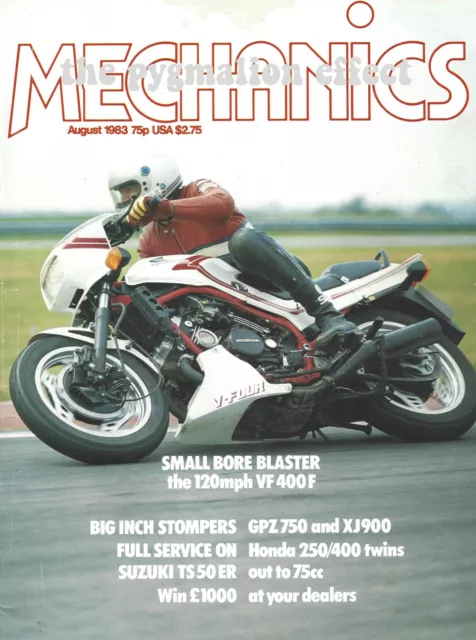 ‘Mechanics’ August 1983 - Kawasaki GPz750 Z750GP VF400F Honda CB400N Superdream