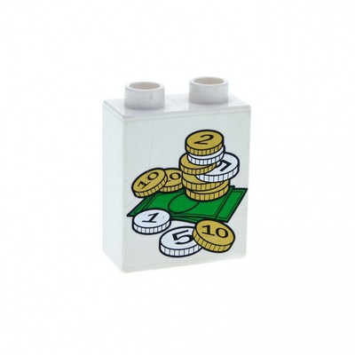 Duplo 1x Lego Duplo Pierre à Motif Blanc Imprimé Cadeau Bouclé Étoiles Rose 4066pb465 