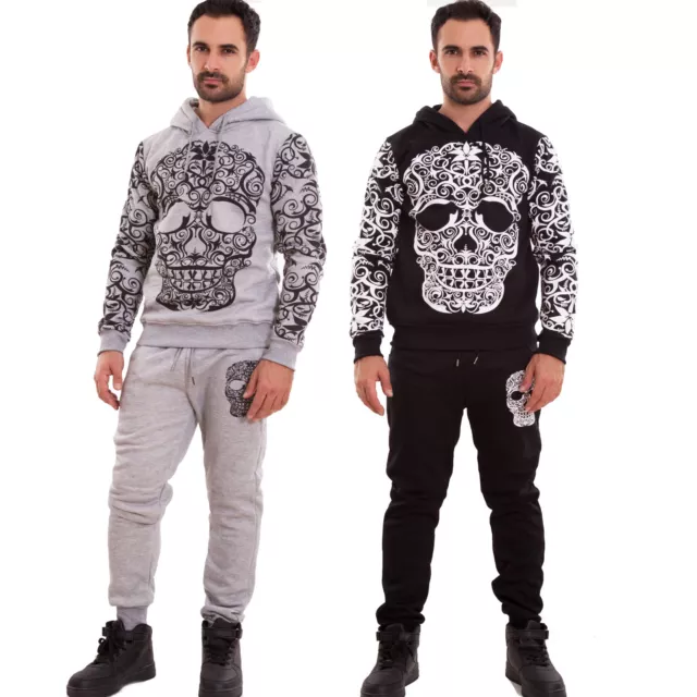 Tuta uomo felpa cappuccio pantaloni sport cerniera fitness cotone nuova S67