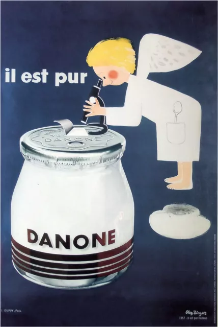 Affiche publicitaire yaourt DANONE par Oleg Zinger 40x60cm - 2009