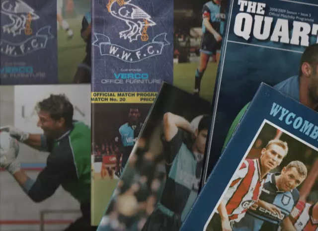 Wycombe Wanderers HOME & AWAY programmes League, Cup and Non-League