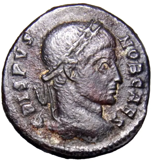 CERTIFIED Authentic Ancient Roman Coin Crispus VOT T Crescent A Wreath w/COA