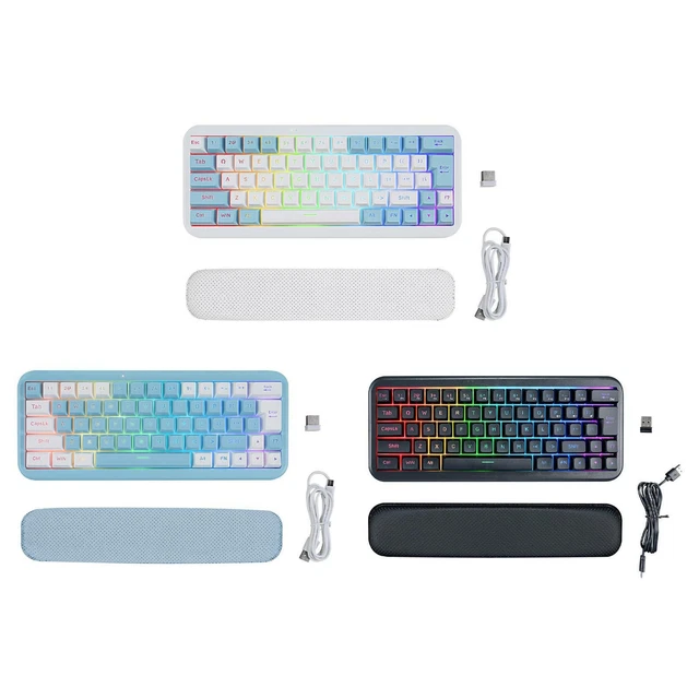 RGB WIRELESS MECHANICAL Keyboard Kit 63Key ABS USB MultiFunction