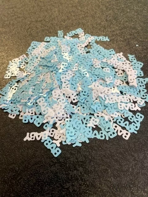 White / Light Blue Baby Shower  Its A Boy Confetti Sprinkles Table Decorations 3