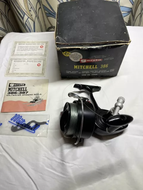 VINTAGE GARCIA MITCHELL large boxed reel spool with filament