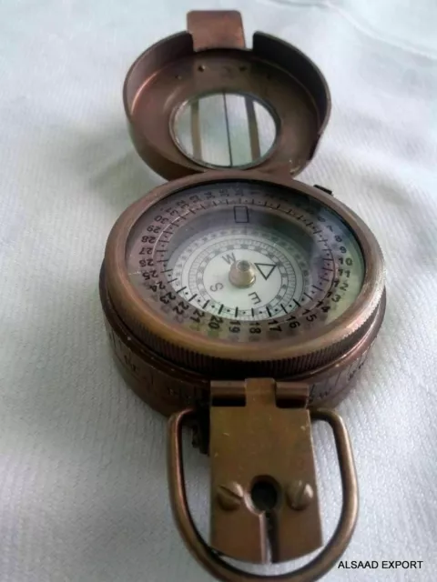 Brass Antique British Prismatic Military Vintage WW2 Mark II Pocket Compass Gift