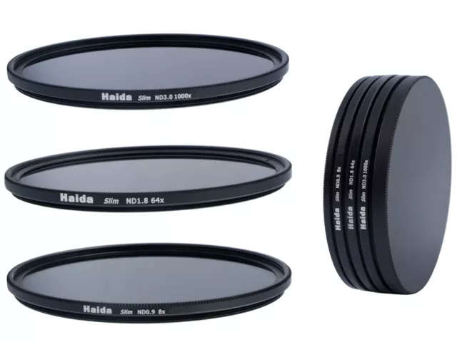 Haida Slim ND Graufilterset ND8x, ND64x, ND1000x - 82mm + Stack Cap