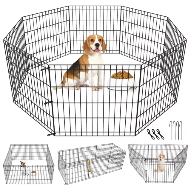 24 Inch Dog Playpen 8 Panels Tall Large Crate Fence Pet Puppy Pen Exercise Cage