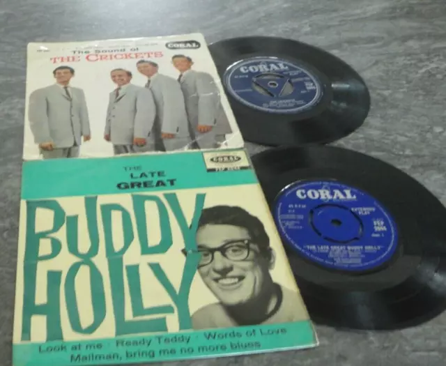 JOB LOT 2 BUDDY HOLLY CRICKETS :4 CORAL EP`s