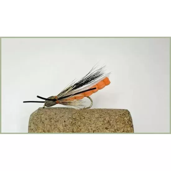 Foam Bug Trout or Carp Flies 4 x Orange Foam Bugs, Size 8 Foam Flies