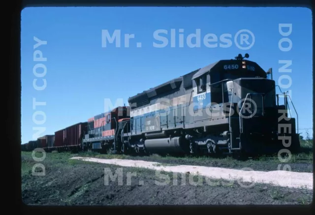 Original Slide GN Great Northern /BN# SD45 6450 & U25B W/Train Lincoln NE 1970_