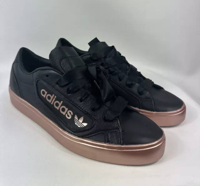 Adidas Originals Sleek Sneakers Black Rose Gold Copper EG7747 Women’s Sz 7 NEW.