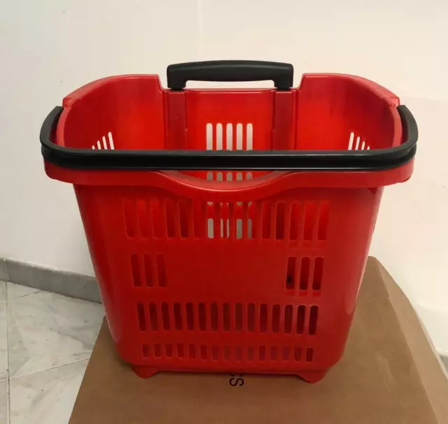 Panier avec Chariot 2 Roues Chariot 50 Lt Rouge Supermarché