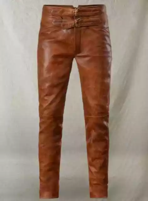 Western Cowboy Style Leather Pant Native American Brown Leather Pant Men Pant