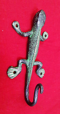 Lizard Figure Clothes Hook Brass Vintage Kitchen Bathroom Coat Hat Hanger BM445