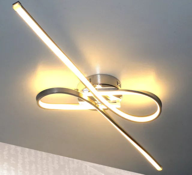 LED Deckenlampe XXL 100cm 25W Warmweiß Deckenleuchte Chrom Lampe Alu Leuchte