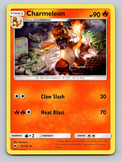Charmeleon 19/147 Uncommon Sun & Moon Burning Shadows Pokemon - NM Near Mint