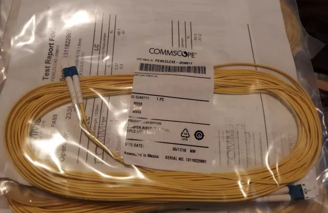 CommScope LC to LC Single Mode Fiber Cable 1.6 mm Duplex FEWLCLC42-JXM011 11M