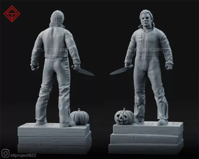halloween Michael Myers 3D Printed Unpainted Unassembled Resin Figure Kit 1/6