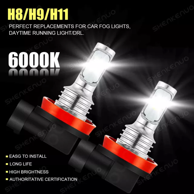 2X H11 H8 LED Bulbs 6000K 100W White Super Bright Fog Light DRL Light High Power