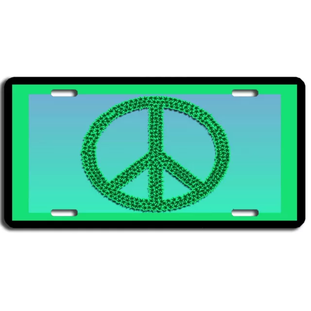 Peace pot plant blue vanity aluminum license plate car truck SUV