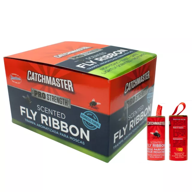 96 Catchmaster Fly Ribbons Sticky Fly Traps Scented Fly Catcher Ribbons NonToxic