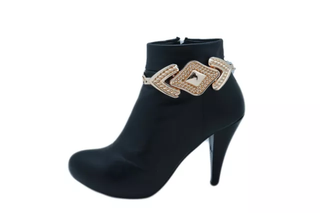 Women Gold Metal Chain Boot Bracelet Western Fashion Jewelry Shoe Arrow Charm 3