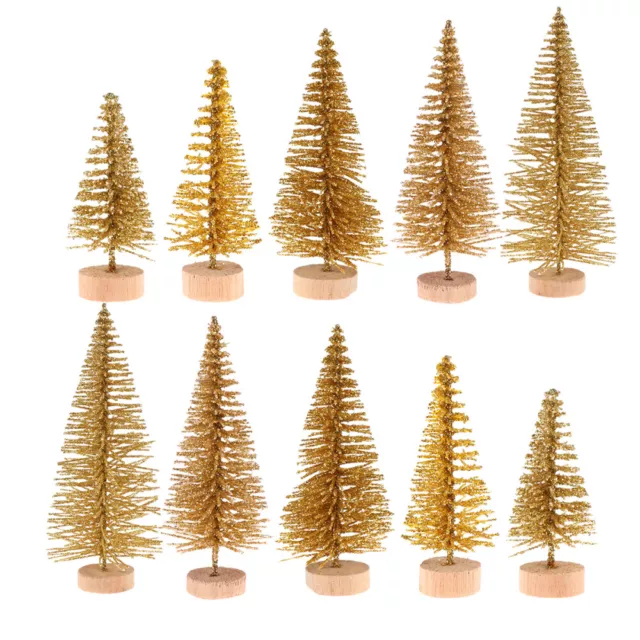 48 Pcs Christmas Tree Decor Bottle Brush Trees Miniature Pine Sisal Small