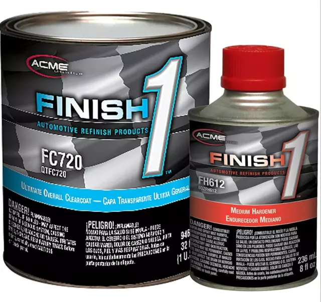 ACME FC720 FINISH 1 Quart CLEAR COAT KIT W FH612 Medium HARDENER FREE SHIPPING!