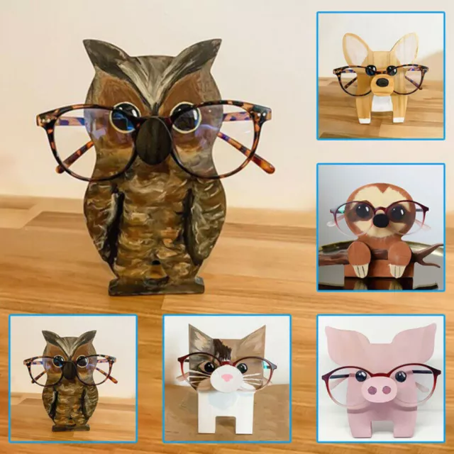 Eyeglasses Holder Display Animal Eyes Glasses Wooden Stand Sunglasses Home Decor