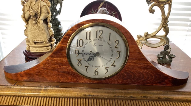 Vintage 1930s Sessions Mahogany Wood Mantle Clock Model 2W Electric Works!