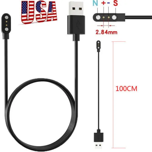 2 Pins Universal USB Data Charging Cable Magnetic Charger For Smart Watch 2.84mm