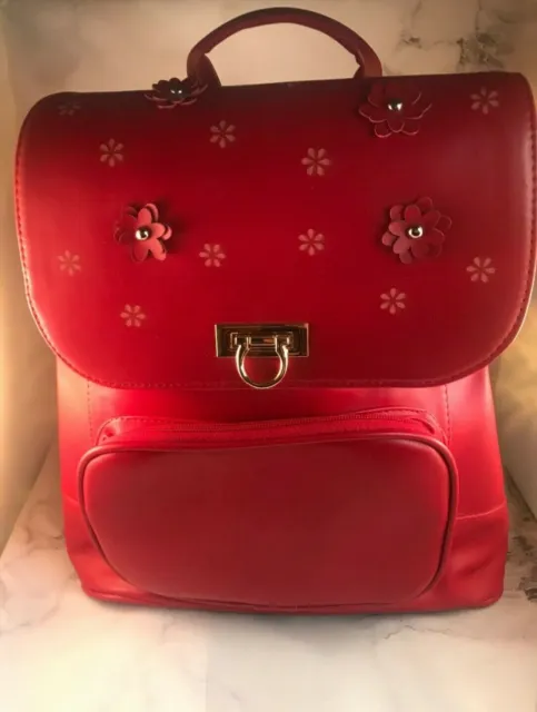 Red Backpack Rucksack School Travel Shoulder Bag Laptop Slouch Satchel 29 x 21cm