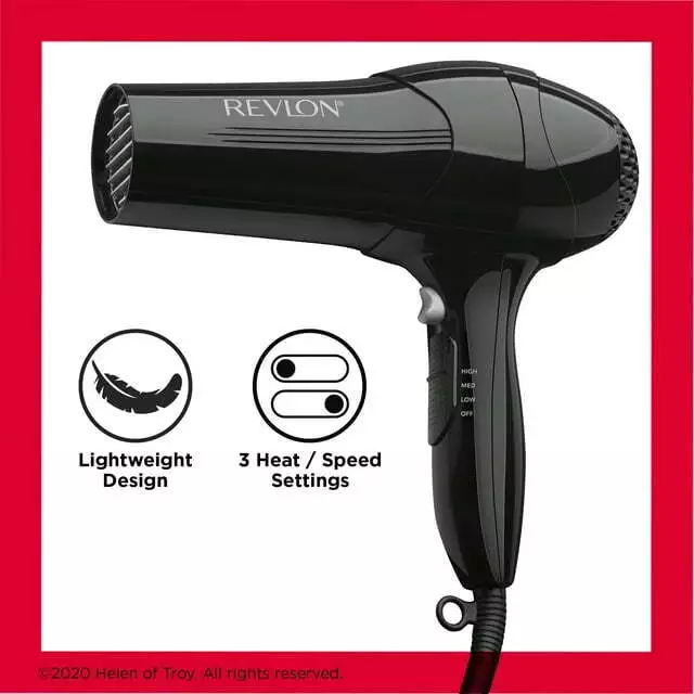 Revlon 1875W Lightweight Hair Dryer, Black 3