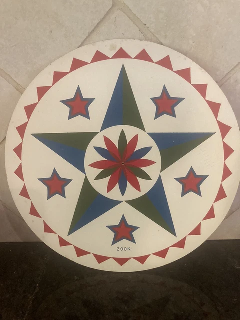 Vintage Pennsylvania Dutch Jacob Zook Pointed Star Hex Sign 7 3/4"