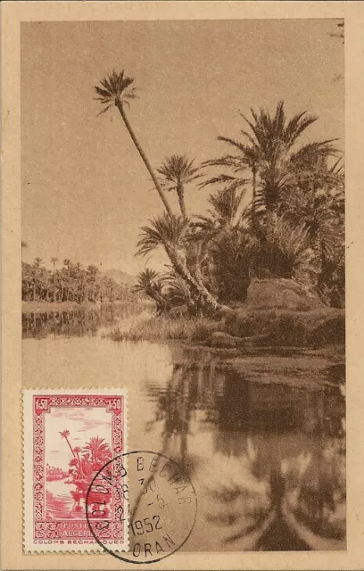 Carte Postale Maximum Algerie Colomb-Bechar L'oued Dans L'oasis 1952