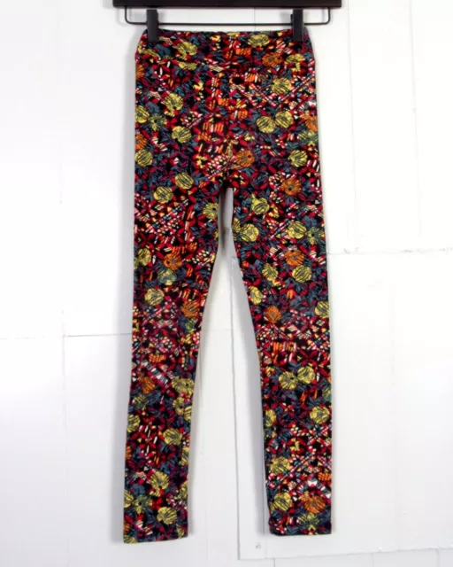 NWOT LuLaRoe Leggings, Orange, Black, White Floral Pattern, Size -One Size  (S-M) 