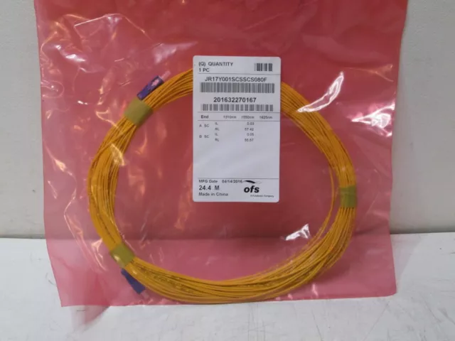 OFS SC TO SC 80FT Fiber Optic Patch Cable JR17Y001SCSSCS080F NEW