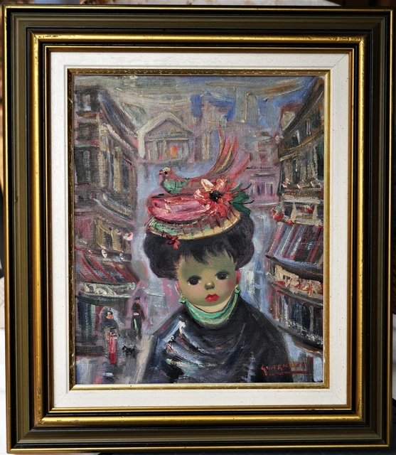 tableau signé Guarnera: la femme au chapeau