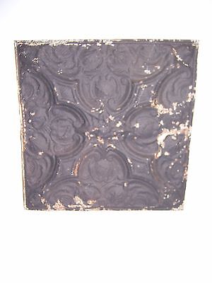Antique Black Paint Metal Tin Ceiling Tile 24" X 24" Sheet Panel Reclaim Salvage 2