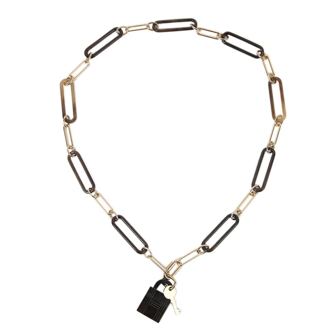 Hermes Amulet Padlock Gm Buffalo Horn Necklace