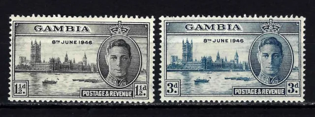 Gambia Stamp Lot Sc 144-145 / SG 162-163 - KGVI Peace And Victory 1946