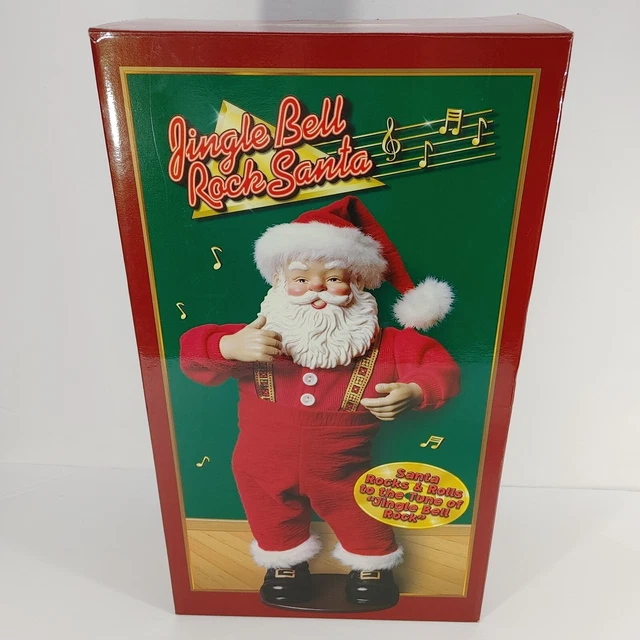 VINTAGE JINGLE BELL Rock Dancing Santa Claus Animated Musical 1998