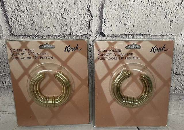 NWT Kirsch Scarfholder Wreath Swag Holder Brass Set Of 2 Sealed