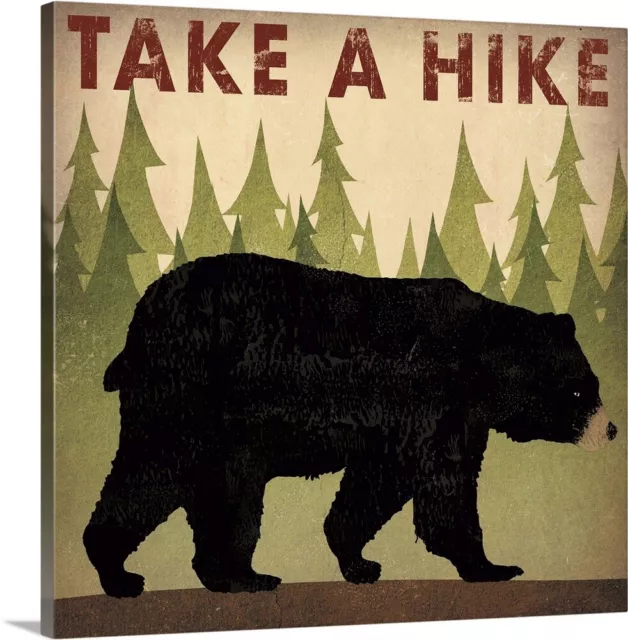 Take a Hike Black Bear Canvas Wall Art Print, Bear Home Decor