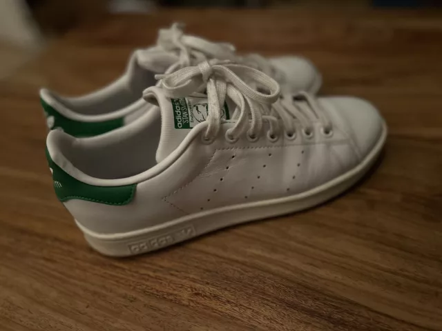 Adidas Damen Stan Smith Turnschuhe Sneaker 39 1/3 Weiß Grün getragen