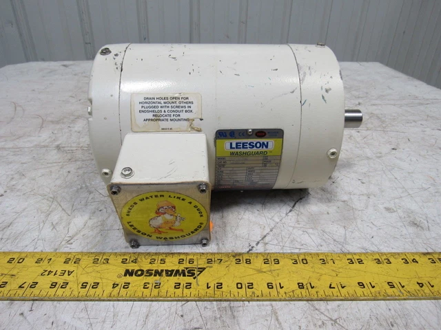 Leeson C143T17VC1F 1HP 1740RPM 3PH 208-230/460V Electric Washguard Motor 143TC